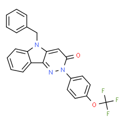 ChemSpider 2D Image | 5-Benzyl-2-[4-(trifluoromethoxy)phenyl]-2,5-dihydro-3H-pyridazino[4,3-b]indol-3-one | C24H16F3N3O2
