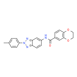 ChemSpider 2D Image | N-[2-(4-Methylphenyl)-2H-benzotriazol-5-yl]-2,3-dihydro-1,4-benzodioxine-6-carboxamide | C22H18N4O3