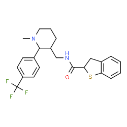 ChemSpider 2D Image | N-({1-Methyl-2-[4-(trifluoromethyl)phenyl]-3-piperidinyl}methyl)-2,3-dihydro-1-benzothiophene-2-carboxamide | C23H25F3N2OS