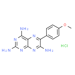 ChemSpider 2D Image | 6-(4-Methoxyphenyl)-2,4,7-pteridinetriamine hydrochloride (1:1) | C13H14ClN7O