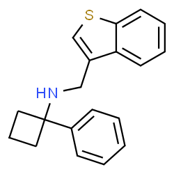 ChemSpider 2D Image | N-(1-Benzothiophen-3-ylmethyl)-1-phenylcyclobutanamine | C19H19NS