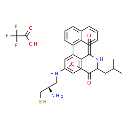ChemSpider 2D Image | Methyl N-[4-{[(2R)-2-amino-3-sulfanylpropyl]amino}-2-(1-naphthyl)benzoyl]leucinate trifluoroacetate (1:1) | C29H34F3N3O5S