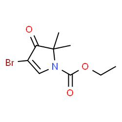 ChemSpider 2D Image | Ethyl 4-bromo-2,2-dimethyl-3-oxo-2,3-dihydro-1H-pyrrole-1-carboxylate | C9H12BrNO3
