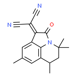 ChemSpider 2D Image | (4,4,6,8-Tetramethyl-2-oxo-5,6-dihydro-4H-pyrrolo[3,2,1-ij]quinolin-1(2H)-ylidene)malononitrile | C18H17N3O