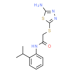 ChemSpider 2D Image | 2-[(5-Amino-1,3,4-thiadiazol-2-yl)sulfanyl]-N-(2-isopropylphenyl)acetamide | C13H16N4OS2