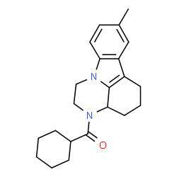ChemSpider 2D Image | (Cyclohexyl)(8-methyl-1,2,3a,4,5,6-hexahydropyrazino[3,2,1-jk]carbazol-3-yl)methanone | C22H28N2O