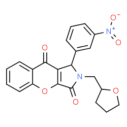 ChemSpider 2D Image | 1-(3-Nitrophenyl)-2-(tetrahydro-2-furanylmethyl)-1,2-dihydrochromeno[2,3-c]pyrrole-3,9-dione | C22H18N2O6