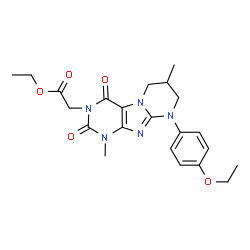 ChemSpider 2D Image | Ethyl [9-(4-ethoxyphenyl)-1,7-dimethyl-2,4-dioxo-1,4,6,7,8,9-hexahydropyrimido[2,1-f]purin-3(2H)-yl]acetate | C22H27N5O5