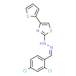 ChemSpider 2D Image | 2-[(2Z)-2-(2,4-Dichlorobenzylidene)hydrazino]-4-(2-thienyl)-1,3-thiazole | C14H9Cl2N3S2