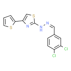 ChemSpider 2D Image | 2-[(2Z)-2-(3,4-Dichlorobenzylidene)hydrazino]-4-(2-thienyl)-1,3-thiazole | C14H9Cl2N3S2