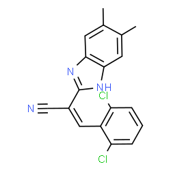 ChemSpider 2D Image | (2Z)-3-(2,6-Dichlorophenyl)-2-(5,6-dimethyl-1H-benzimidazol-2-yl)acrylonitrile | C18H13Cl2N3