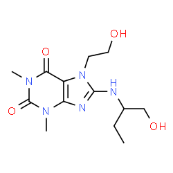 ChemSpider 2D Image | 8-[(1-Hydroxy-2-butanyl)amino]-7-(2-hydroxyethyl)-1,3-dimethyl-3,7-dihydro-1H-purine-2,6-dione | C13H21N5O4