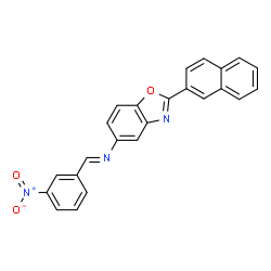 ChemSpider 2D Image | (E)-N-[2-(2-Naphthyl)-1,3-benzoxazol-5-yl]-1-(3-nitrophenyl)methanimine | C24H15N3O3
