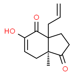 ChemSpider 2D Image | (7aS)-3a-Allyl-5-hydroxy-7a-methyl-3,3a,7,7a-tetrahydro-1H-indene-1,4(2H)-dione | C13H16O3