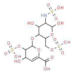 ChemSpider 2D Image | 2-Deoxy-4-O-(4-deoxy-2-O-sulfohex-4-enopyranuronosyl)-6-O-sulfo-2-(sulfoamino)hexopyranose | C12H19NO19S3