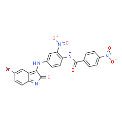 ChemSpider 2D Image | N-{4-[(5-Bromo-2-oxo-2H-indol-3-yl)amino]-2-nitrophenyl}-4-nitrobenzamide | C21H12BrN5O6