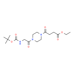 ChemSpider 2D Image | Ethyl 4-[4-(N-{[(2-methyl-2-propanyl)oxy]carbonyl}glycyl)-1-piperazinyl]-4-oxobutanoate | C17H29N3O6