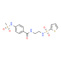 ChemSpider 2D Image | 4-[(Methylsulfonyl)amino]-N-{2-[(2-thienylsulfonyl)amino]ethyl}benzamide | C14H17N3O5S3