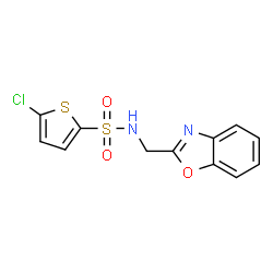 ChemSpider 2D Image | N-(1,3-Benzoxazol-2-ylmethyl)-5-chloro-2-thiophenesulfonamide | C12H9ClN2O3S2