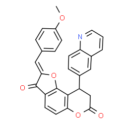 ChemSpider 2D Image | (2Z)-2-(4-Methoxybenzylidene)-9-(6-quinolinyl)-8,9-dihydro-7H-furo[2,3-f]chromene-3,7(2H)-dione | C28H19NO5