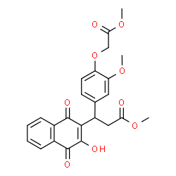 ChemSpider 2D Image | Methyl 3-(3-hydroxy-1,4-dioxo-1,4-dihydro-2-naphthalenyl)-3-[3-methoxy-4-(2-methoxy-2-oxoethoxy)phenyl]propanoate | C24H22O9