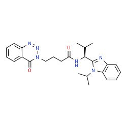 ChemSpider 2D Image | N-[(1S)-1-(1-Isopropyl-1H-benzimidazol-2-yl)-2-methylpropyl]-4-(4-oxo-1,2,3-benzotriazin-3(4H)-yl)butanamide | C25H30N6O2