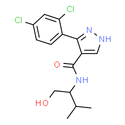 ChemSpider 2D Image | 3-(2,4-Dichlorophenyl)-N-(1-hydroxy-3-methyl-2-butanyl)-1H-pyrazole-4-carboxamide | C15H17Cl2N3O2