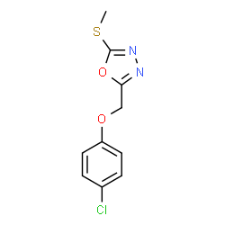 ChemSpider 2D Image | 2-((4-Chlorophenoxy)methyl)-5-(methylthio)-1,3,4-oxadiazole | C10H9ClN2O2S