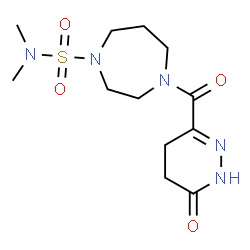 ChemSpider 2D Image | N,N-Dimethyl-4-[(6-oxo-1,4,5,6-tetrahydro-3-pyridazinyl)carbonyl]-1,4-diazepane-1-sulfonamide | C12H21N5O4S
