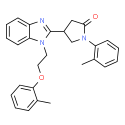 ChemSpider 2D Image | 4-{1-[2-(2-Methylphenoxy)ethyl]-1H-benzimidazol-2-yl}-1-(2-methylphenyl)-2-pyrrolidinone | C27H27N3O2