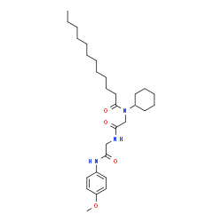 ChemSpider 2D Image | N-Cyclohexyl-N-dodecanoylglycyl-N-(4-methoxyphenyl)glycinamide | C29H47N3O4