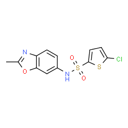 ChemSpider 2D Image | 5-Chloro-N-(2-methyl-1,3-benzoxazol-6-yl)-2-thiophenesulfonamide | C12H9ClN2O3S2