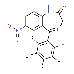 ChemSpider 2D Image | 5-[2-Fluoro(~2~H_4_)phenyl]-7-nitro-1,3-dihydro-2H-1,4-benzodiazepin-2-one | C15H6D4FN3O3
