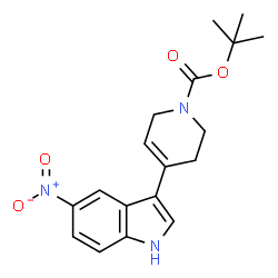 ChemSpider 2D Image | tert-Butyl 4-(5-nitro-1H-indol-3-yl)-5,6-dihydropyridine-1(2H)-carboxylate | C18H21N3O4
