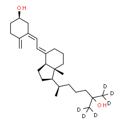 ChemSpider 2D Image | (3R,5Z,7E)-(26,26,26,27,27,27-~2~H_6_)-9,10-Secocholesta-5,7,10-triene-3,25-diol | C27H38D6O2