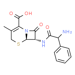 ChemSpider 2D Image | (6R,7S)-7-{[Amino(phenyl)acetyl]amino}-3-methyl-8-oxo-5-thia-1-azabicyclo[4.2.0]oct-2-ene-2-carboxylic acid | C16H17N3O4S