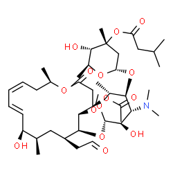 ChemSpider 2D Image | (2S,3S,4R,6S)-6-{[(2R,3S,4R,5R,6S)-6-{[(4R,5S,6S,7R,9R,10R,11E,13Z,16R)-4-Acetoxy-10-hydroxy-5-methoxy-9,16-dimethyl-2-oxo-7-(2-oxoethyl)oxacyclohexadeca-11,13-dien-6-yl]oxy}-4-(dimethylamino)-5-hydro
xy-2-methyltetrahydro-2H-pyran-3-yl]oxy}-3-hydroxy-2,4-dimethyltetrahydro-2H-pyran-4-yl 3-methylbutanoate | C42H69NO15