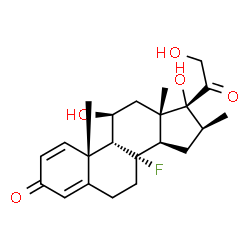 ChemSpider 2D Image | 8-fluoro-11?,17,21-trihydroxy-16?-methyl-8?,9?-pregna-1,4-diene-3,20-dione | C22H29FO5