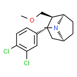 ChemSpider 2D Image | (1R,2R,3S,5S)-3-(3,4-Dichlorophenyl)-2-(methoxymethyl)-8-methyl-8-azabicyclo[3.2.1]octane | C16H21Cl2NO