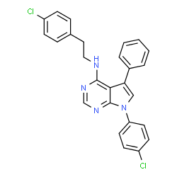 ChemSpider 2D Image | 7-(4-Chlorophenyl)-N-[2-(4-chlorophenyl)ethyl]-5-phenyl-7H-pyrrolo[2,3-d]pyrimidin-4-amine | C26H20Cl2N4