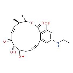 ChemSpider 2D Image | (3S,4R,5Z,8S,9S,11Z)-14-(Ethylamino)-8,9,16-trihydroxy-3,4-dimethyl-3,4,9,10-tetrahydro-1H-2-benzoxacyclotetradecine-1,7(8H)-dione | C21H27NO6
