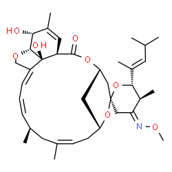 ChemSpider 2D Image | (1'R,2R,4Z,4'S,5S,6S,8'R,10'Z,13'R,14'Z,16'Z,20'R,21'R,24'S)-21',24'-Dihydroxy-4-(methoxyimino)-5,11',13',22'-tetramethyl-6-[(2E)-4-methyl-2-penten-2-yl]-3,4,5,6-tetrahydro-2'H-spiro[pyran-2,6'-[3,7,1
9]trioxatetracyclo[15.6.1.1~4,8~.0~20,24~]pentacosa[10,14,16,22]tetraen]-2'-one | C37H53NO8