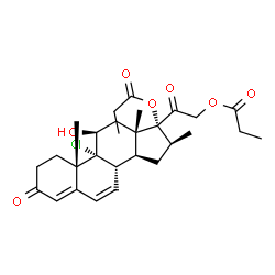 ChemSpider 2D Image | 9-chloro-11?-hydroxy-16?-methyl-3,20-dioxopregna-4,6-diene-17,21-diyl dipropanoate | C28H37ClO7