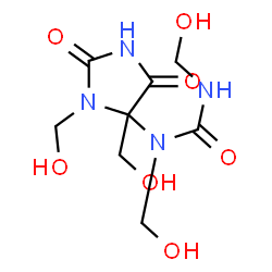 ChemSpider 2D Image | 1-[3,4-Bis(hydroxymethyl)-2,5-dioxo-4-imidazolidinyl]-1,3-bis(hydroxymethyl)urea | C8H14N4O7