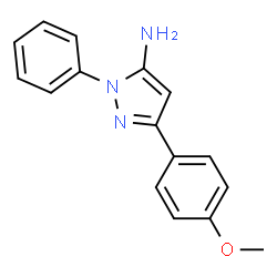 ChemSpider 2D Image | 5-Amino-3-(4-methoxyphenyl)-1-phenylpyrazole | C16H15N3O