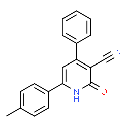 ChemSpider 2D Image | 6-(4-Methylphenyl)-2-oxo-4-phenyl-1,2-dihydro-3-pyridinecarbonitrile | C19H14N2O