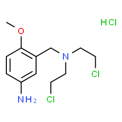 ChemSpider 2D Image | 3-{[Bis(2-chloroethyl)amino]methyl}-4-methoxyaniline hydrochloride (1:1) | C12H19Cl3N2O