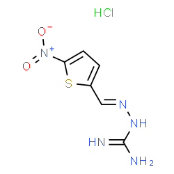 ChemSpider 2D Image | (2E)-2-[(5-Nitro-2-thienyl)methylene]hydrazinecarboximidamide hydrochloride (1:1) | C6H8ClN5O2S