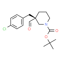 ChemSpider 2D Image | 2-Methyl-2-propanyl (3S)-3-(4-chlorobenzyl)-3-formyl-1-piperidinecarboxylate | C18H24ClNO3