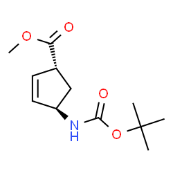 ChemSpider 2D Image | Methyl (1R,4R)-4-({[(2-methyl-2-propanyl)oxy]carbonyl}amino)-2-cyclopentene-1-carboxylate | C12H19NO4